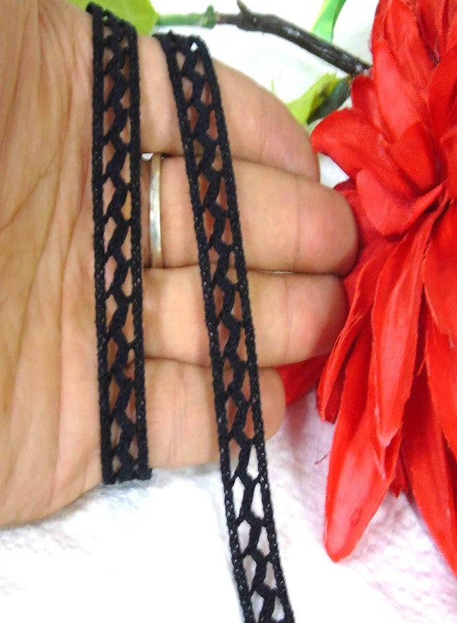 Strala Black Color Laces for Dresses, Sarees, Lehenga, Suits, Bags, Decorations, Borders, Crafts and Home Décor,Blouse (9mtr) Design-610
